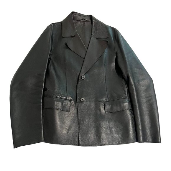 JIL SANDER Glossed Leather Blazer in Black - Picture 1 of 7